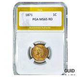 1871 Indian Head Cent PGA MS65 RD