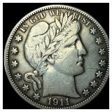 1911 Silver Barber Half Dollar NEARLY UNCIRCULATED