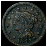 1847 Braided Hair Large Cent CLOSELY UNCIRCULATED