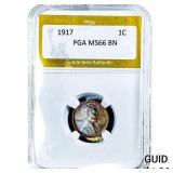 1917 Wheat Cent PGA MS66 BN