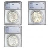 [3 Coins] 1880-1923 Peace & Morgan $1 SEGS AU/MS58
