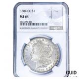 1884-CC Morgan Silver Dollar NGC MS64