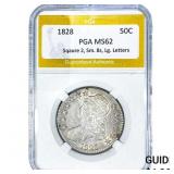 1828 Capped Bust Half Dollar PGA MS62 Sqaure 2, Sm