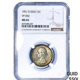 1951-D Washington Silver Quarter NGC MS65 DD0 VP-0