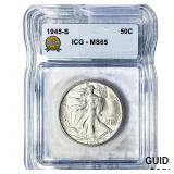 1945-S Walking Liberty Half Dollar ICG MS65