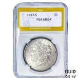 1887-S Morgan Silver Dollar PGA MS64
