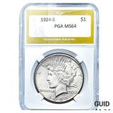 1924-S Silver Peace Dollar PGA MS64