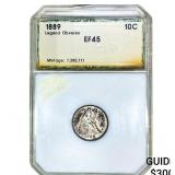 1889 Seated Liberty Dime PCI EF45 Legend Obverse