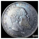 1899F German States Wuttemberg Silver 5 Mark