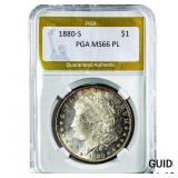 1880-S Morgan Silver Dollar PGA MS66 PL