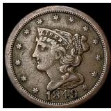 1849 Braided Hair Half Cent NEARLY UNCIRCULATED