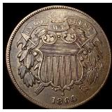 1864 Bronze Two-Cent Piece CHOICE AU