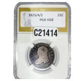 1825/4/2 Capped Bust Quarter PGA VG8
