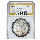 1901-S Morgan Silver Dollar PGA MS63+