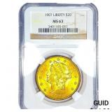 1907 $20 Gold Double Eagle NGC MS63