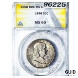 1958 Franklin Half Dollar ANACS MS65