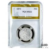 1872 Seated Liberty Quarter PGA MS62