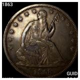 1863 Seated Liberty Half Dollar CHOICE AU