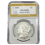 1878 Rev 79 Morgan Silver Dollar PGA MS65