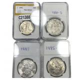 [4 Coins] 1880-1941 Walking Lib. 50C & Morgan $1 P