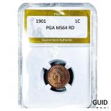 1901 Indian Head Cent PGA MS64 RD