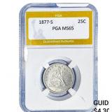 1877-S Seated Liberty Quarter PGA MS65