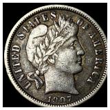 1907 Silver Barber Dime NEARLY UNCIRCULATED