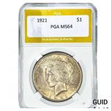 1921 Silver Peace Dollar PGA MS64