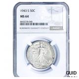 1943-S Walking Liberty Half Dollar NGC MS64