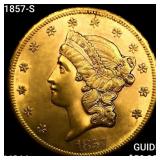 1857-S $20 Gold Double Eagle CHOICE BU+