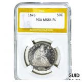 1876 Seated Liberty Half Dollar PGA MS64 PL