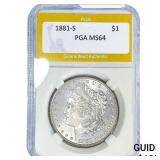 1881-S Morgan Silver Dollar PGA MS64