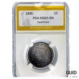 1846 Braided Hair Large Cent PGA MS65 BN Sm Date