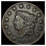 1824 Coronet Head Large Cent LIGHTLY  CIRCULATED