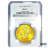 1907 $20 Gold Double Eagle NGC MS63