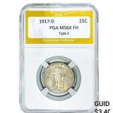 1917-D Standing Liberty Quarter PGA MS64 FH