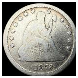 1873 Silver Seated Liberty Quarter LIGHTLY  CIRCU