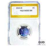 1913-D Wheat Cent PGA MS65 BN