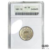 1881 Shield Nickel ANACS AU58
