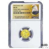 2016 1/10oz $5 Gold Eagle NGC MS70 30th Anniver.