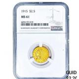 1915 $2.50 Gold Quarter Eagle NGC MS61