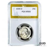1939-D Washington Silver Quarter PGA MS66