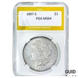 1897-S Morgan Silver Dollar PGA MS64
