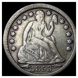 1853 Arrows Seated Liberty Dime CLOSELY UNCIRCULAT