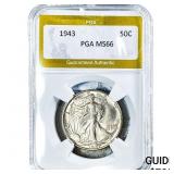 1943 Walking Liberty Half Dollar PGA MS66