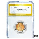 1942 Wheat Cent PGA MS67 RD