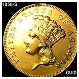 1856-S $3 Gold Piece CHOICE AU