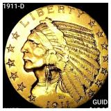 1911-D $5 Gold Half Eagle HIGH GRADE