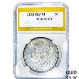 1878 REV 79 Morgan Silver Dollar PGA MS63