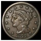 1844 Braided Hair Large Cent NEARLY UNCIRCULATED